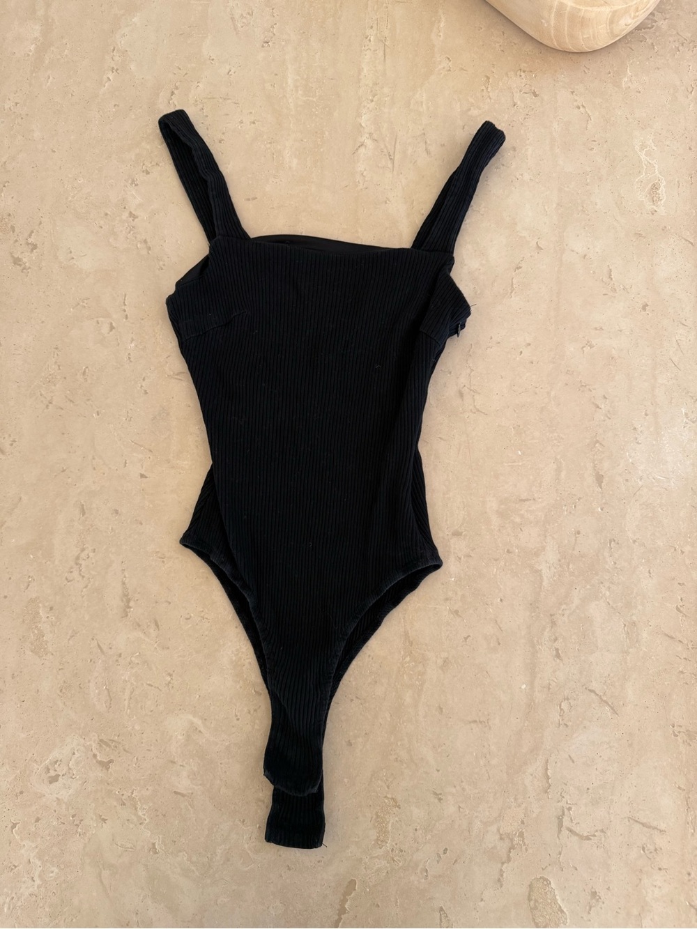 Black Ribbed Tank Bodysuit